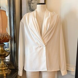Sasson Jeans Ivory Draped Shawl-Collar Blazer